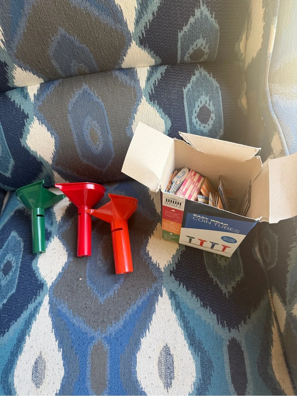 Dex Plastic Coin Funnels in Red and Orange